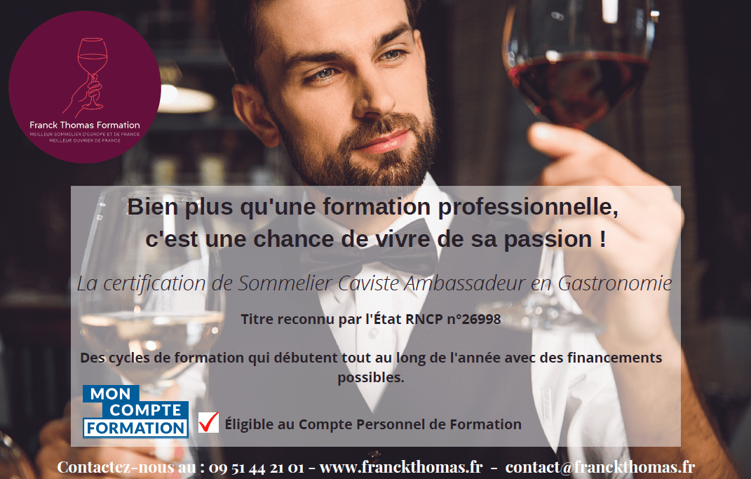 Visuel de la formation Sommelier, caviste, ambassadeur en gastronomie